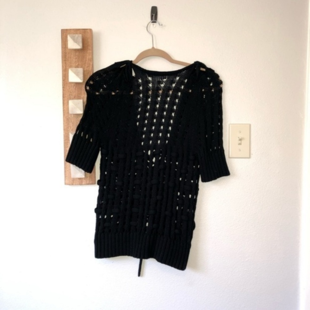 New Knitted & Knotted Black Open Knit Shrug